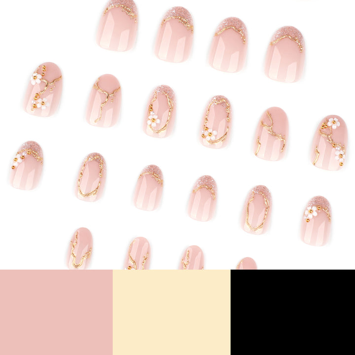 Artful and elegant nail art with floral elements Kalsten