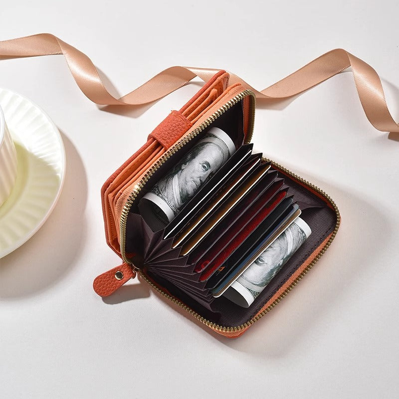Textured Leather Zippered Card Organizer Kalsten