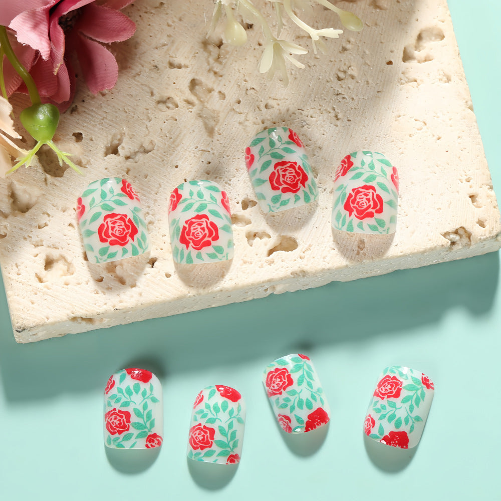 Artificial nails with romantic rose pattern Kalsten