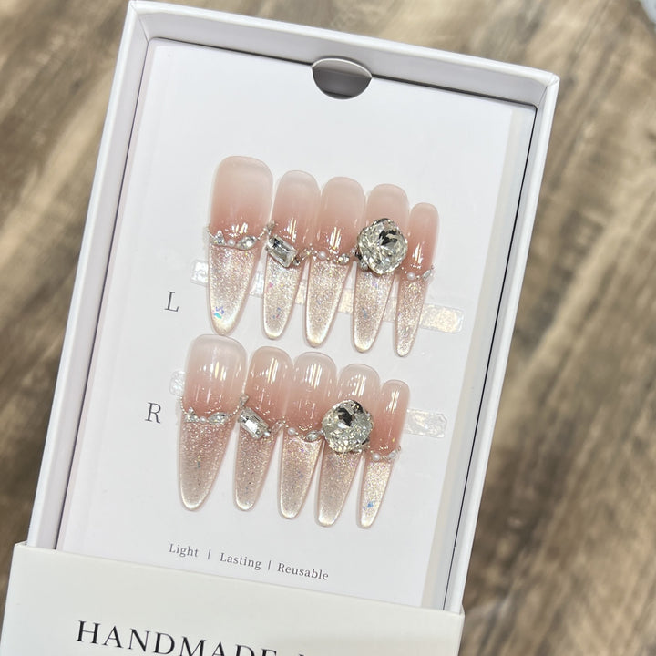 Decorative Stiletto Press-On Nail Art Set with Rhinestone Details Kalsten
