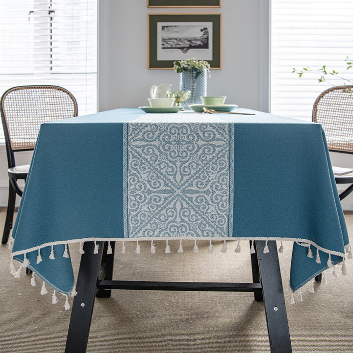 Decorative Tablecloth with Tassel Trim