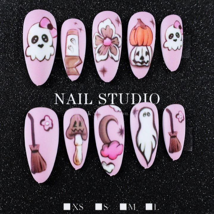 Artificial Nail Set with Playful Halloween Designs Kalsten