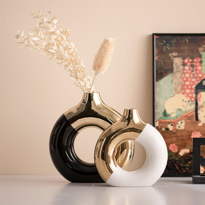 Golden Ceramic Flower Vase