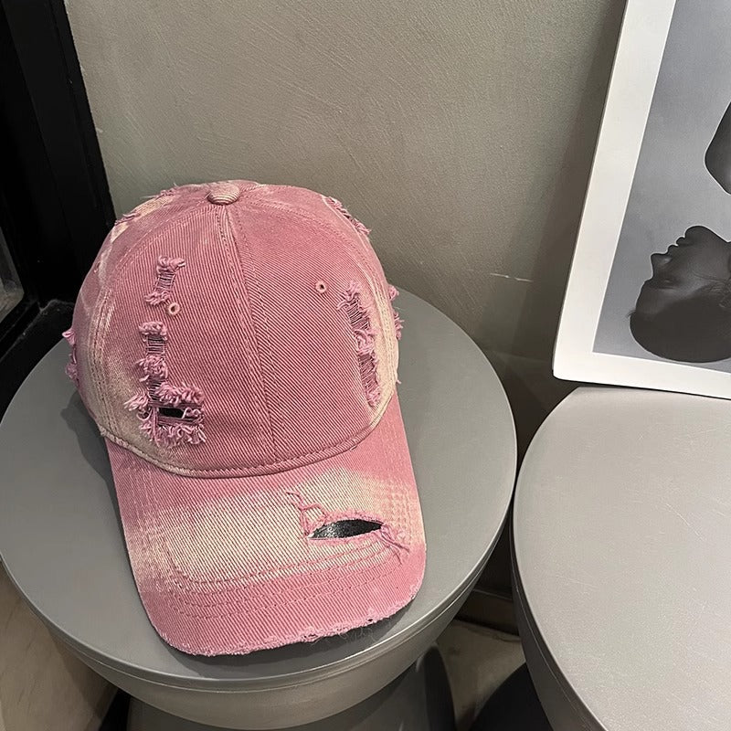 Women's Distressed Black Denim Baseball Cap Kalsten