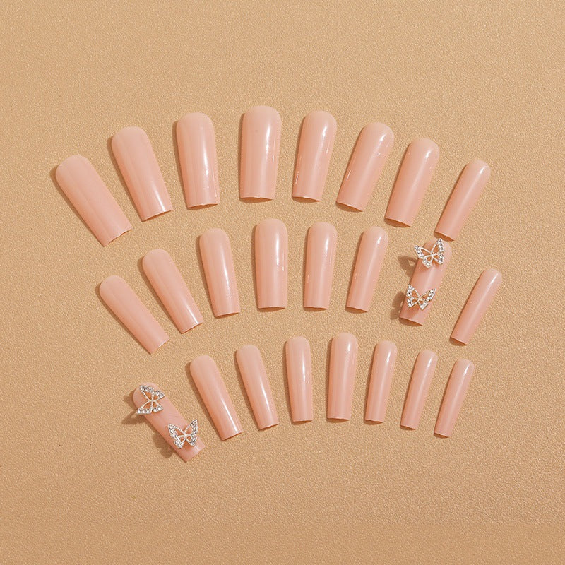 Artificial nails with butterfly accents and rhinestone decorations Kalsten