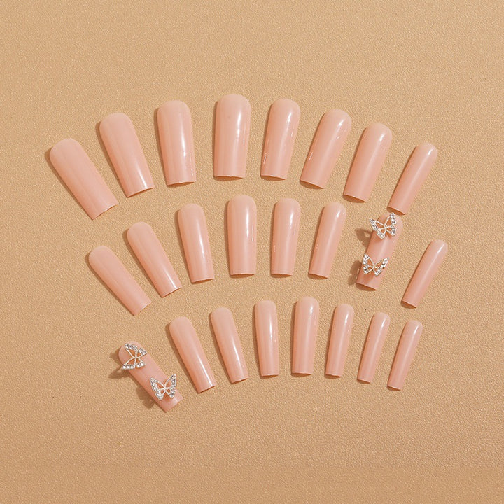 Artificial nails with butterfly accents and rhinestone decorations Kalsten