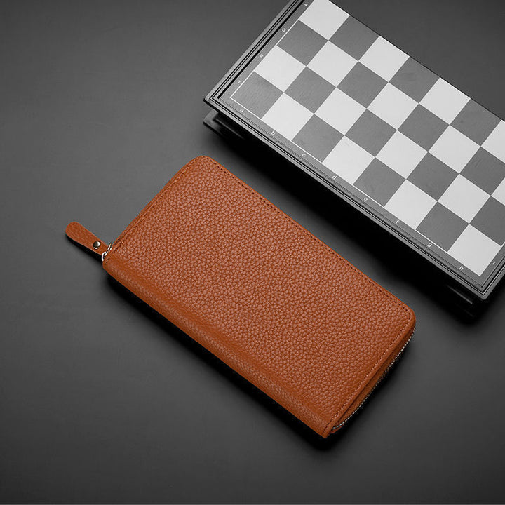 Textured Leather Zip-Around Wallet Kalsten