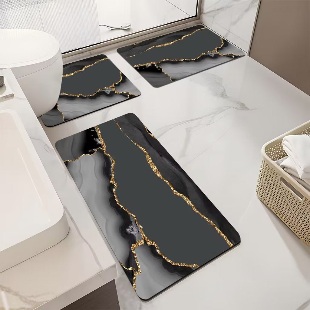 Luxurious Marble Pattern Bath Mat Set Kalsten