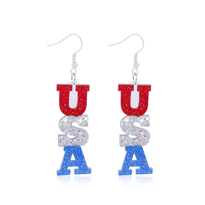 Women's lightweight star earrings with enamel flag design and fishhook Kalsten