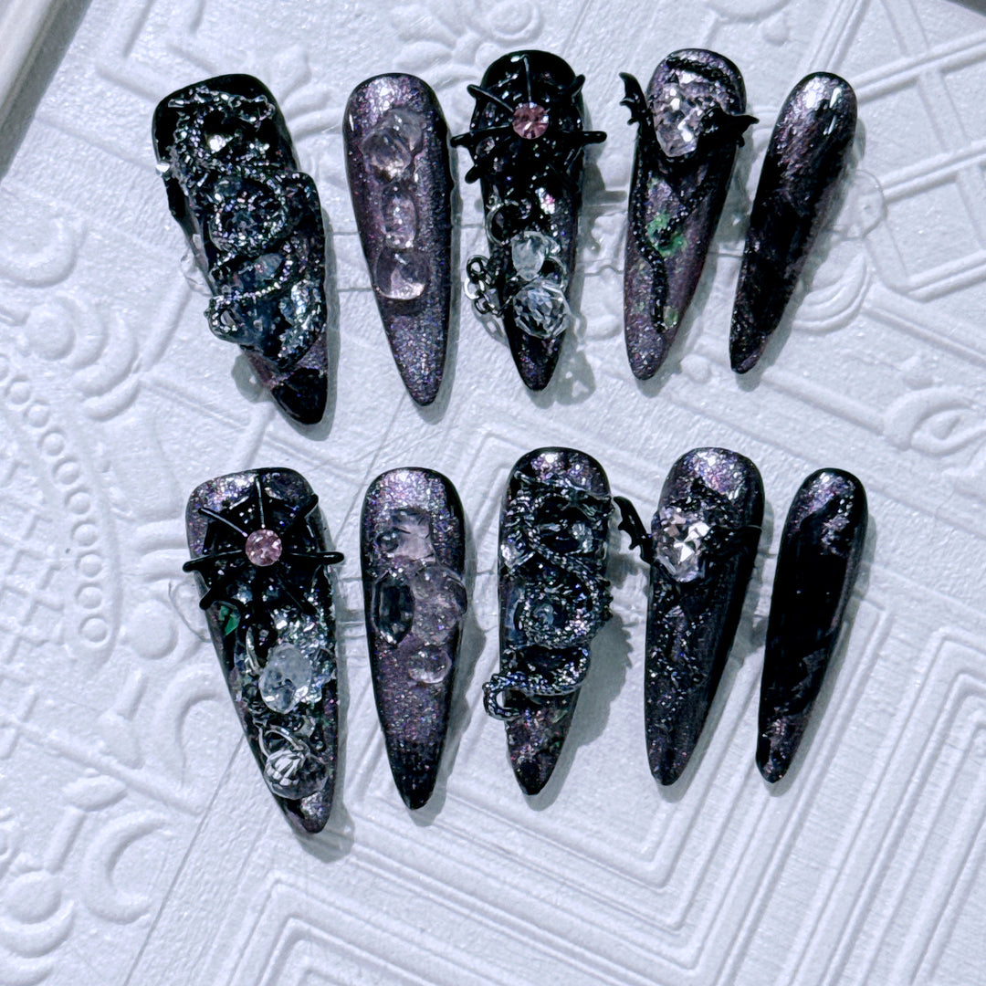 Gothic-Inspired Decorative Spider Nail Art Set