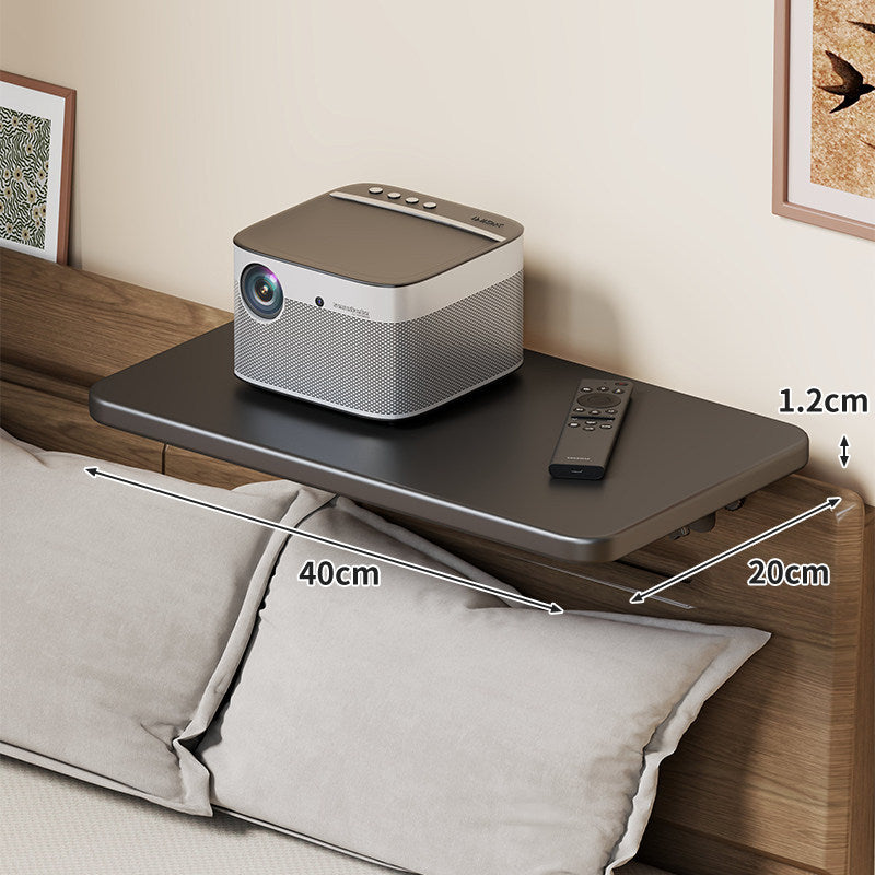 Headboard-Mounted Floating Bedside Shelf for Projectors and Devices