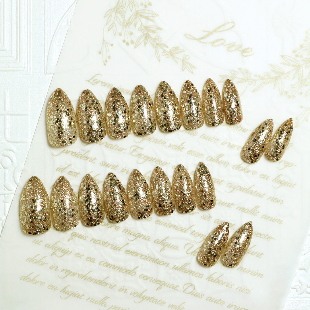 Glittering Long Stiletto Press-On Nails Kalsten