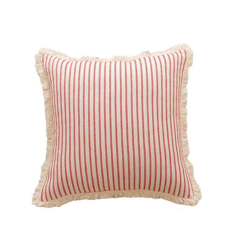 Striped Fringe Decorative Pillow
