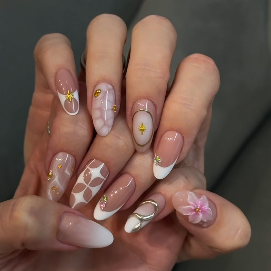 Artificial nails with luxurious 3D decorations and creative designs Kalsten