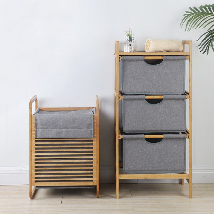 Laundry basket with bamboo frame and fabric insert Kalsten