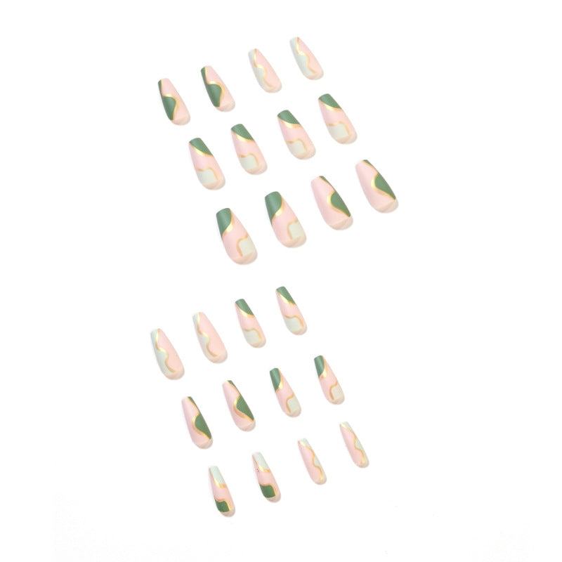 Artful Nail Extensions with Elegant Gold Decoration Design Kalsten