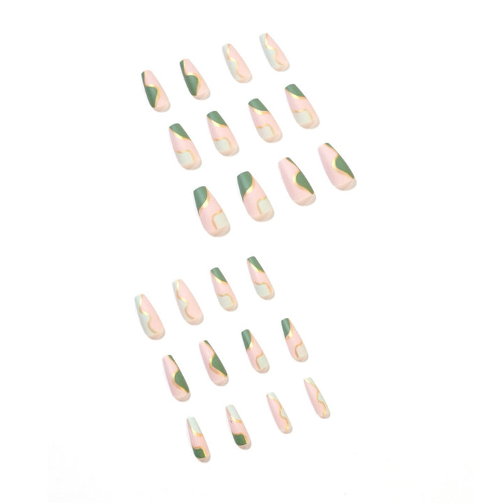 Artful Nail Extensions with Elegant Gold Decoration Design Kalsten