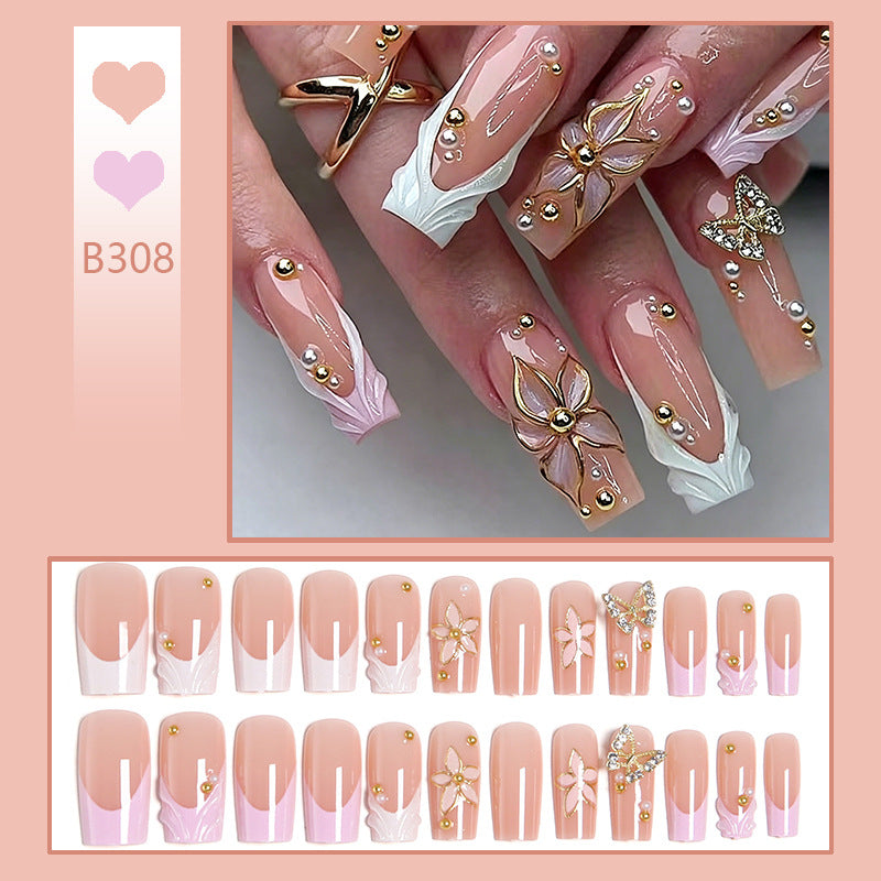 Artificial Nail Tips with Floral Accents Kalsten