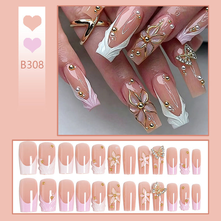 Artificial Nail Tips with Floral Accents Kalsten