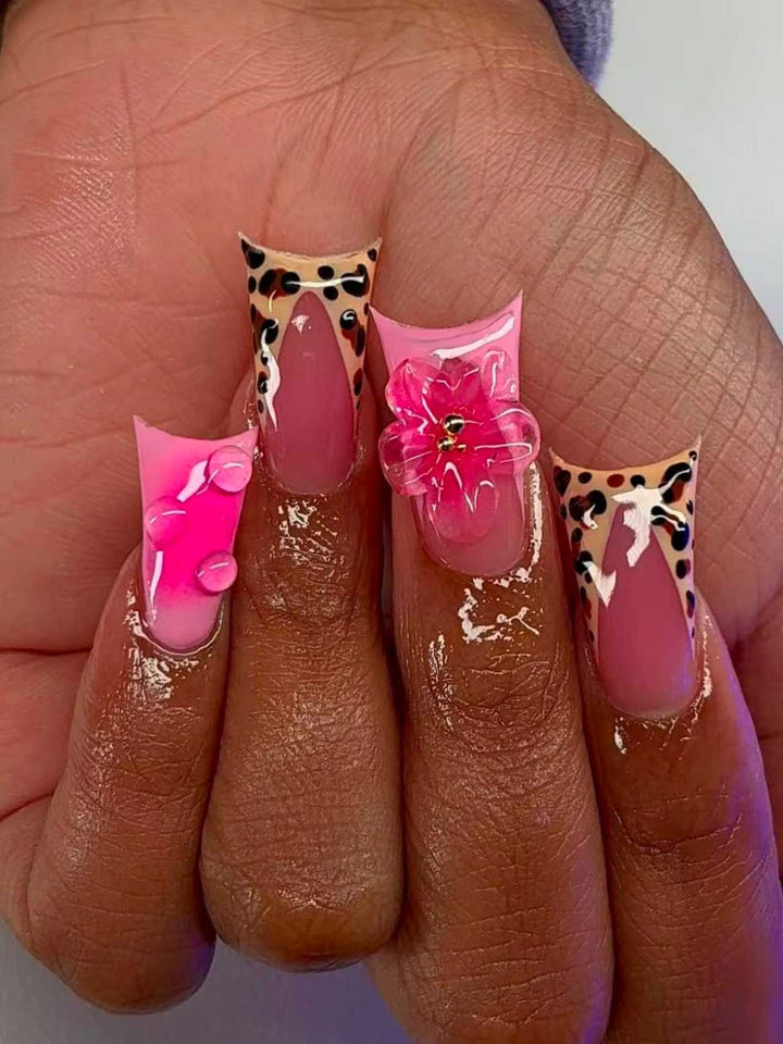 Artistic Floral Stiletto Nail Art Extensions Kalsten