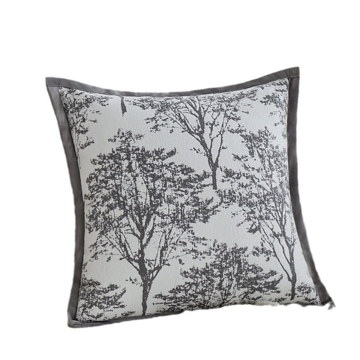 Square decorative cushion cover with finely woven tree jacquard and velvety piping Kalsten