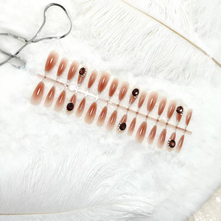 Elegant Artificial Nails with Shimmering Gradient and Sparkling Accents Kalsten