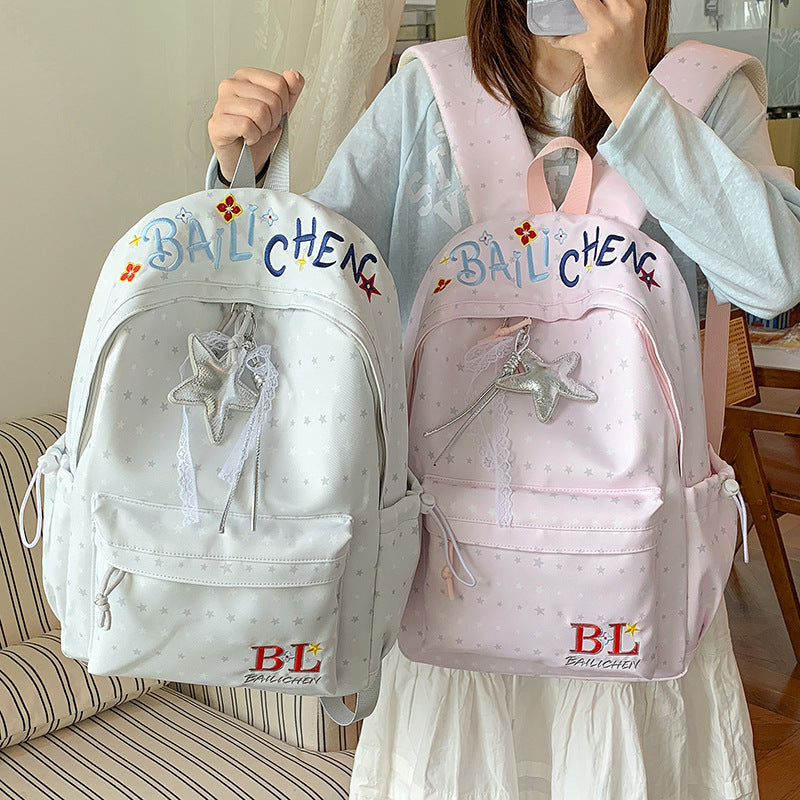 Playful Star-Embellished Casual Backpack Kalsten