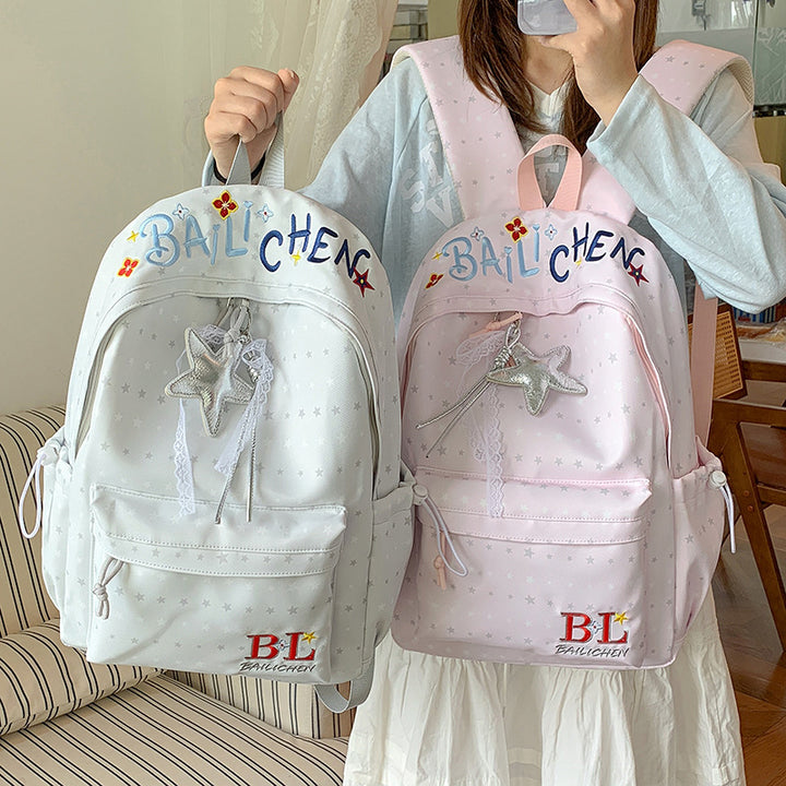 Playful Star-Embellished Casual Backpack Kalsten
