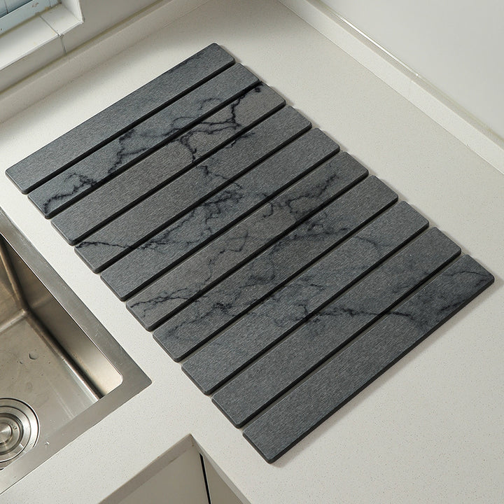 Decorative Marble Striped Kitchen Drying Mat