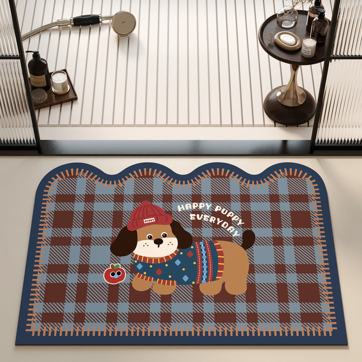 Playful Puppy Themed Bath Mat Kalsten