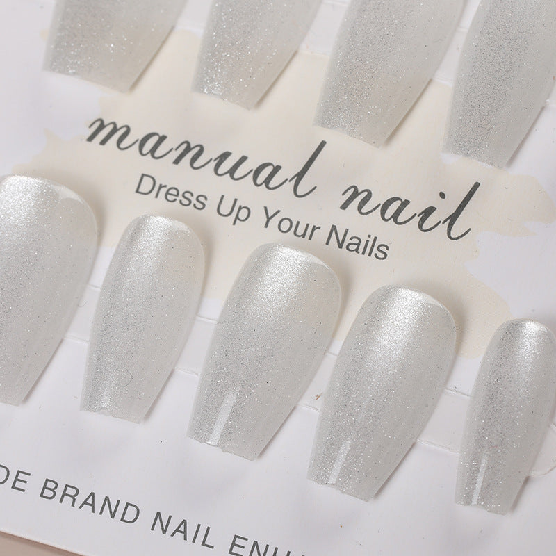 Iridescent Press-On Nail Set with Glitter Finish Kalsten