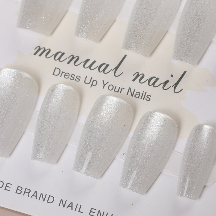 Iridescent Press-On Nail Set with Glitter Finish Kalsten
