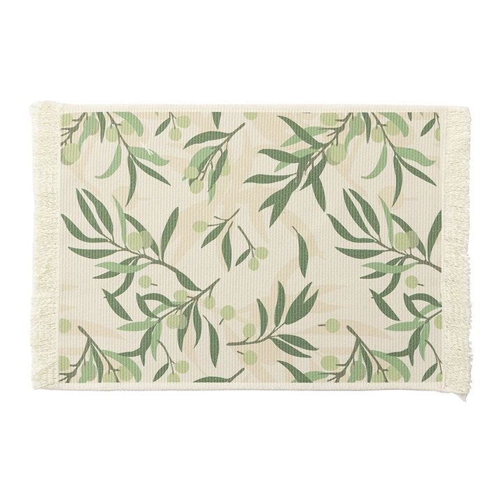 Floral woven bath mat with decorative fringes Kalsten