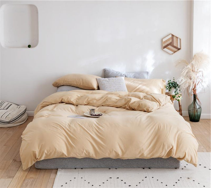 Bedding set made of breathable cotton percale with temperature-regulating processing
