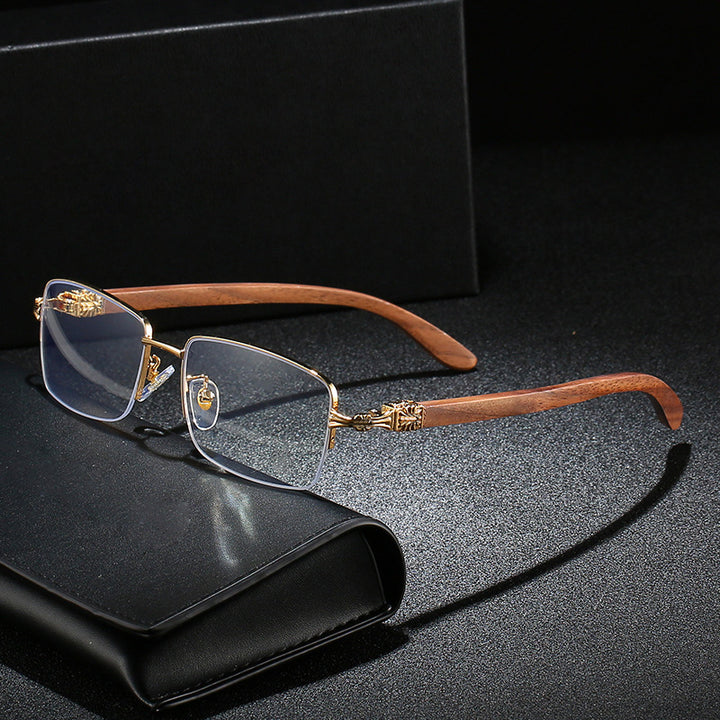 Ladies fashionable glasses with rectangular frame and high-quality wood details Kalsten