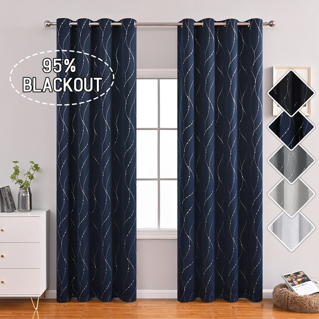 Blackout Wave Pattern Window Curtains
