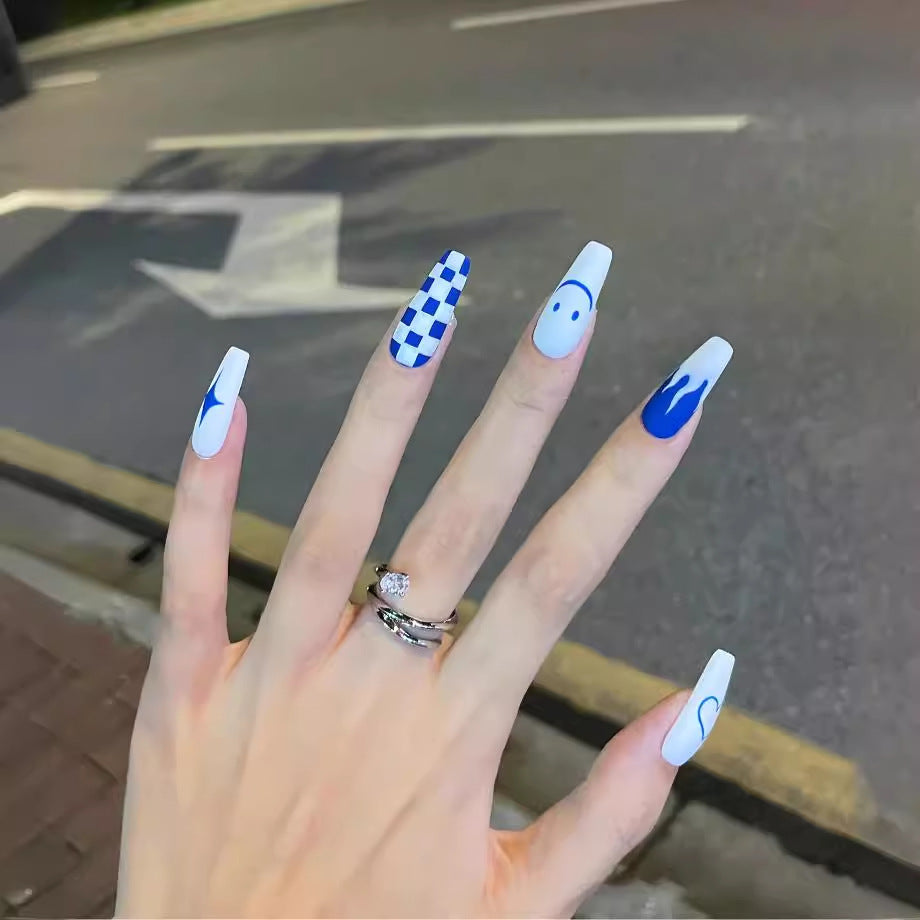 Artificial nail set with creative geometric design Kalsten