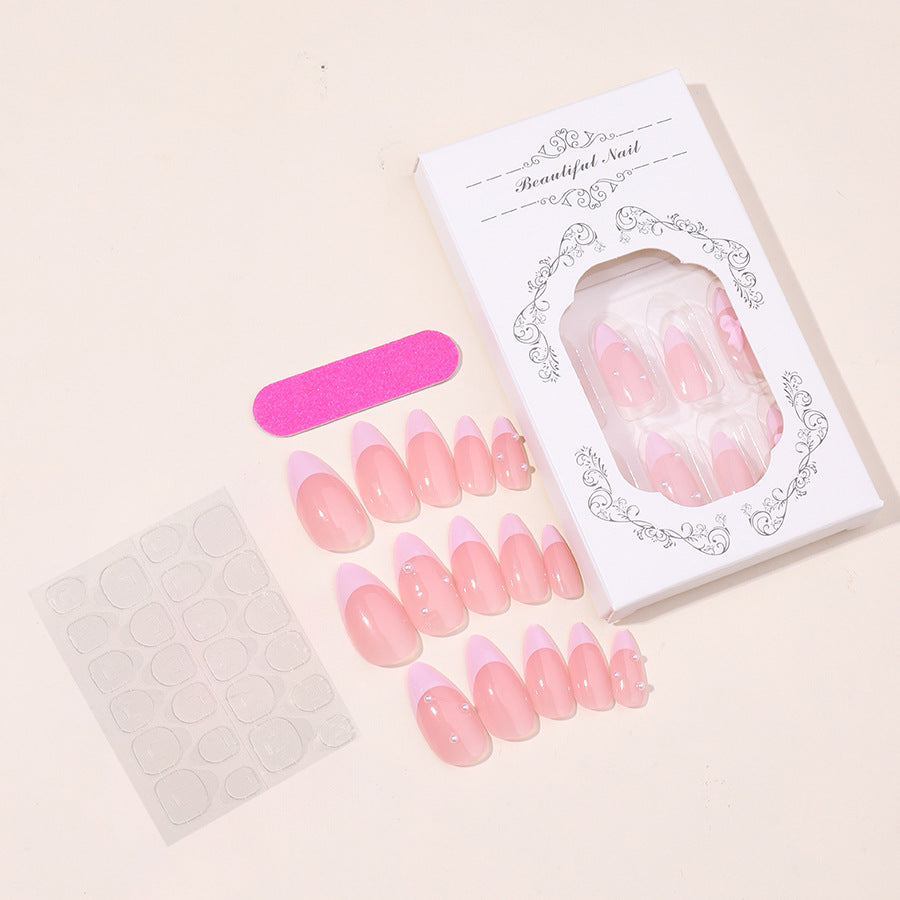 Premium False Nail Set with Elegant French Tip Design Kalsten