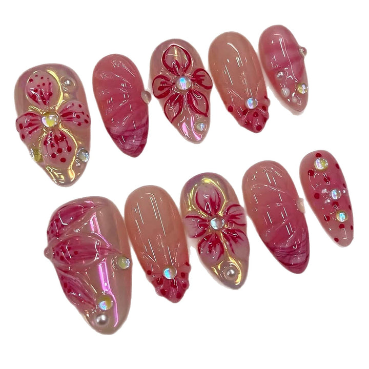 Floral Embellished Press-On Nail Set Kalsten 1787225131