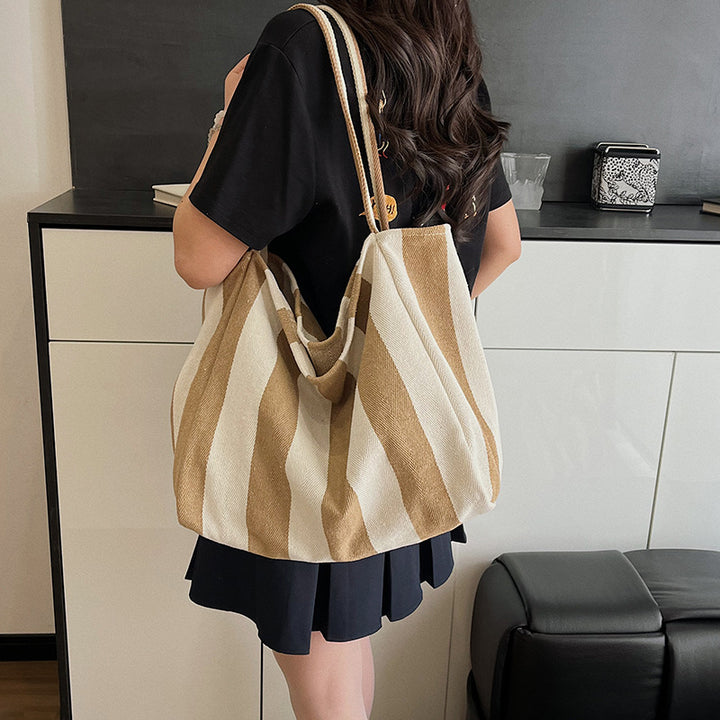 Spacious Striped Beach Tote