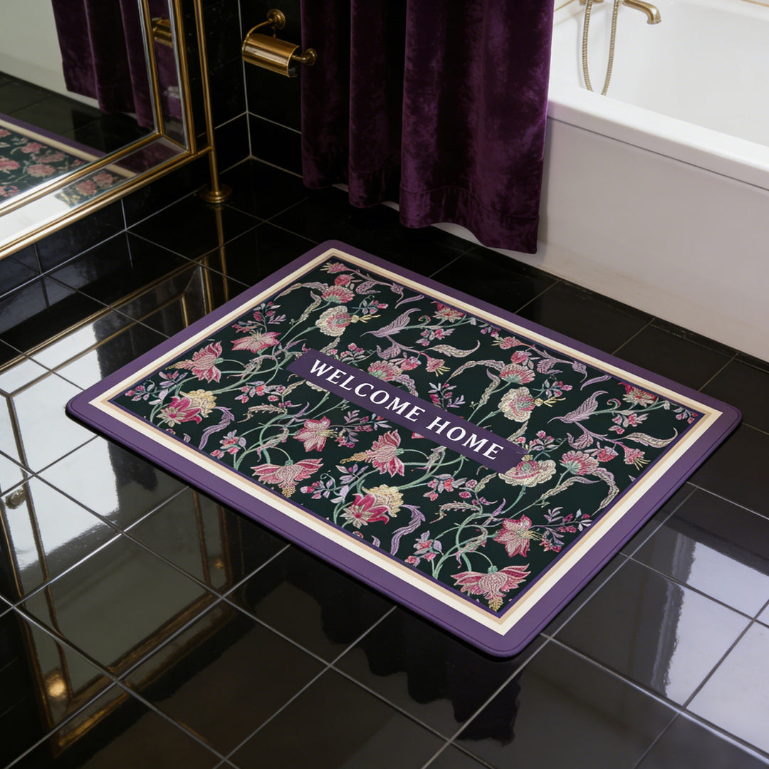 Vintage Floral Pattern Bath Mat Kalsten
