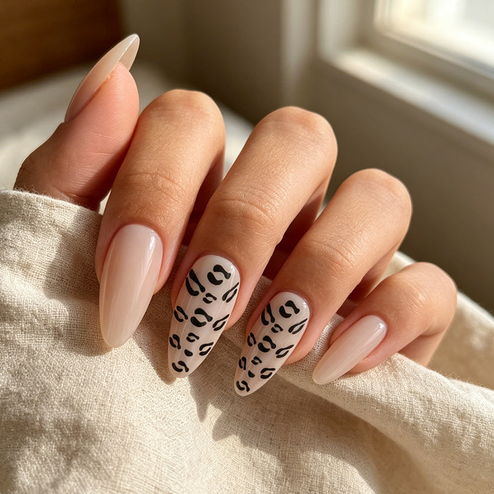 Elegant Stiletto Press-On Nails with Animal Print Design Kalsten