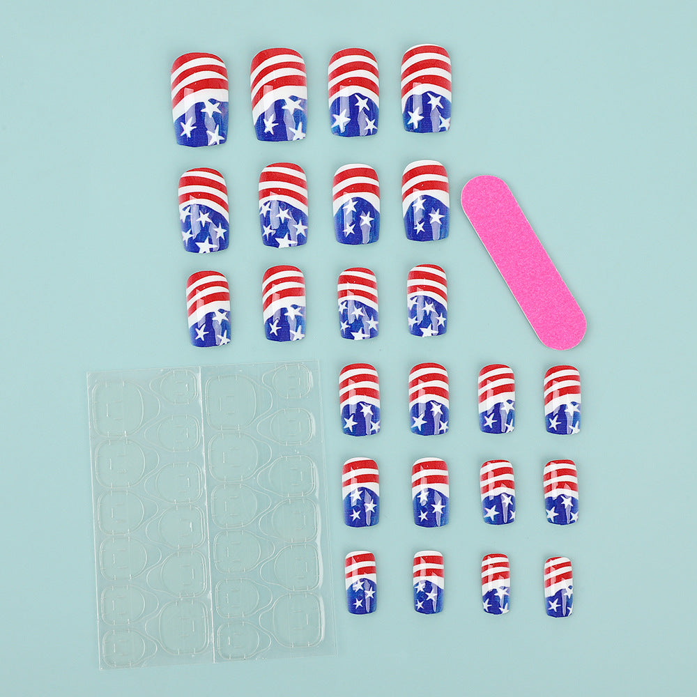 Artificial nails in patriotic Stars and Stripes design Kalsten