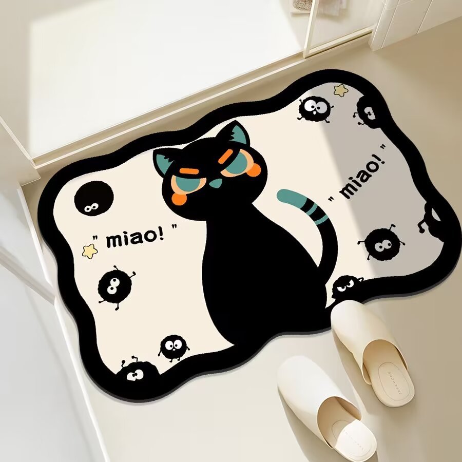 Fun Cat-Themed Bathroom Mat Kalsten