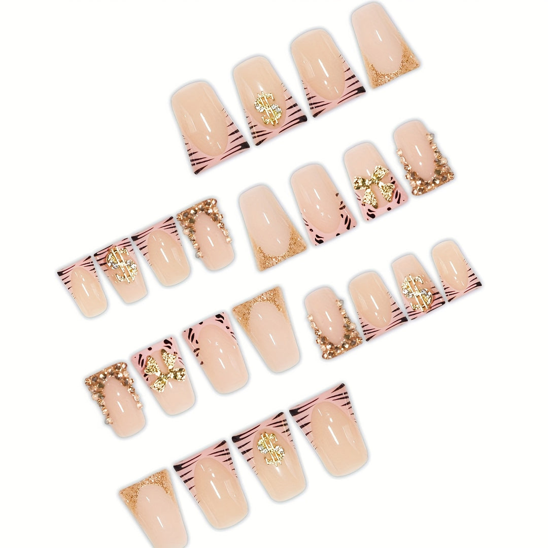 Luxurious 3D Bow-Embellished Press-On Nail Art Set Kalsten