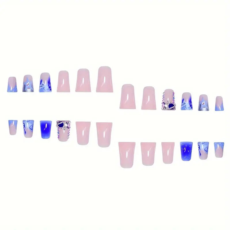 Artistic Acrylic Press-On Nail Set with Gem Accents Kalsten
