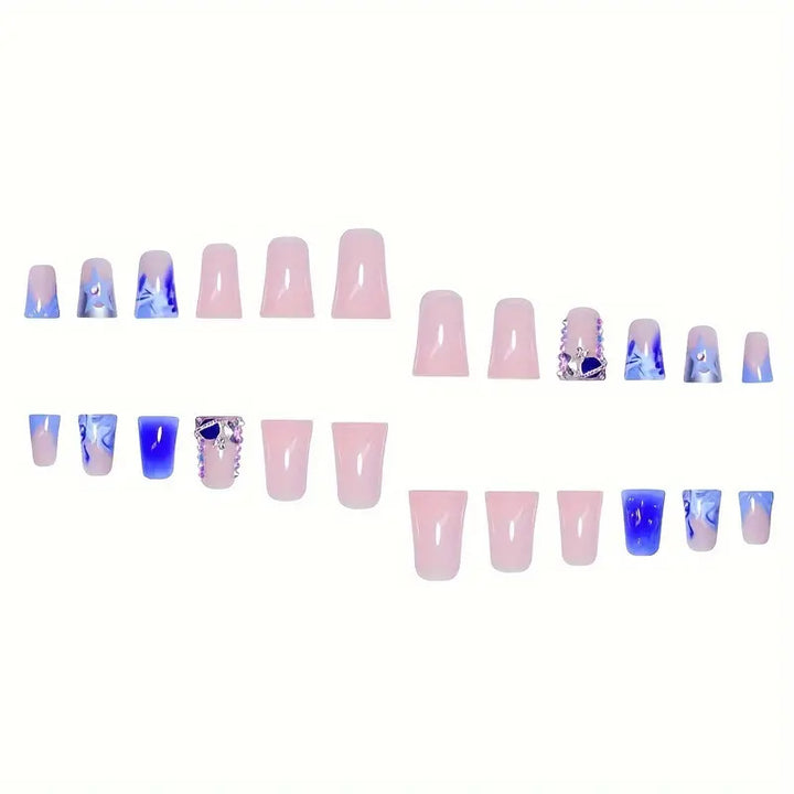 Artistic Acrylic Press-On Nail Set with Gem Accents Kalsten