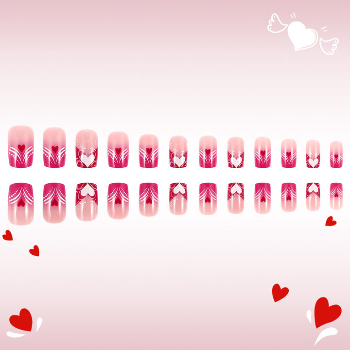 Heart-Embellished Press-On Nail Art Kalsten