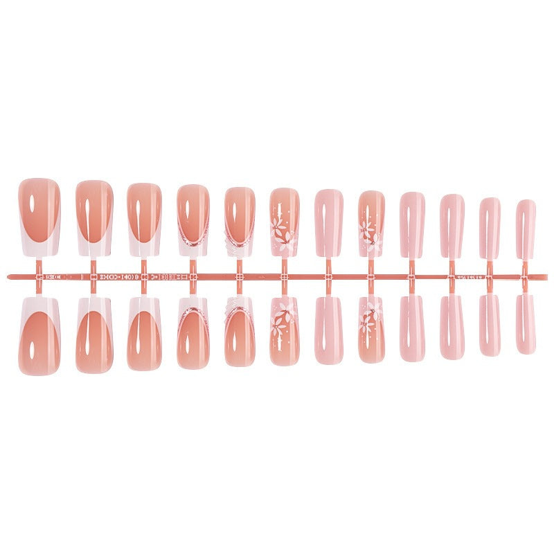 Acrylic nail set with elegant flower design and shine Kalsten
