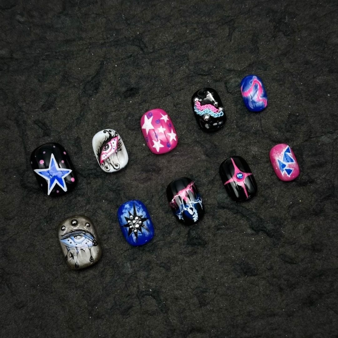 Artistic Coffee-Inspired Press-On Nail Art Set Kalsten